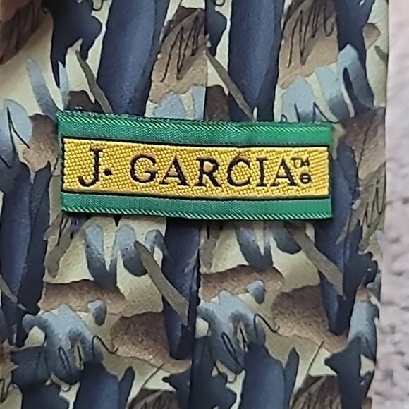 VTG J. Garcia Oak Tree Collection Abstract Silk Tie Green Blue 100% Silk 58 x 4 - Picture 3 of 6